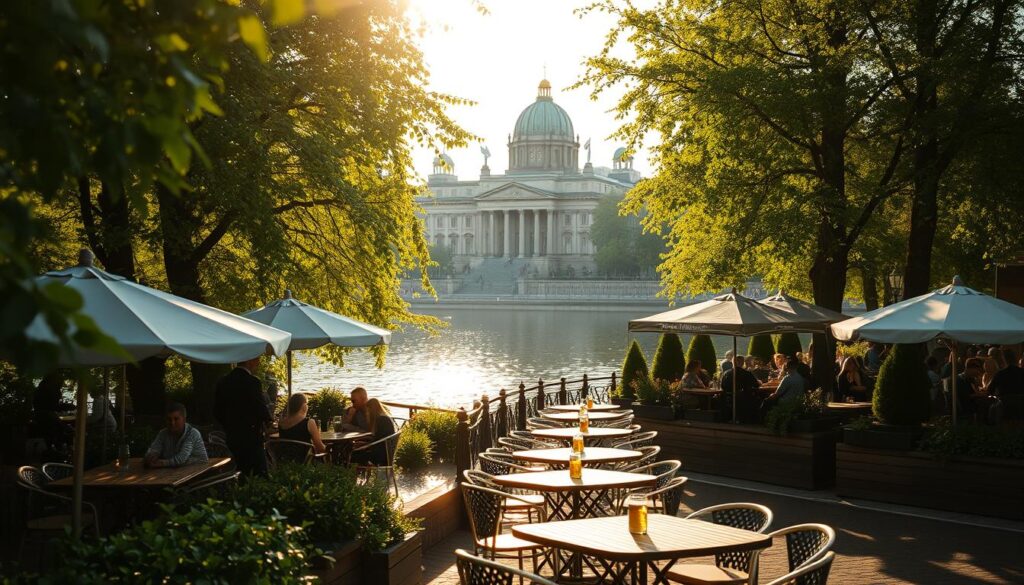 Biergarten am Wasser in Berlin