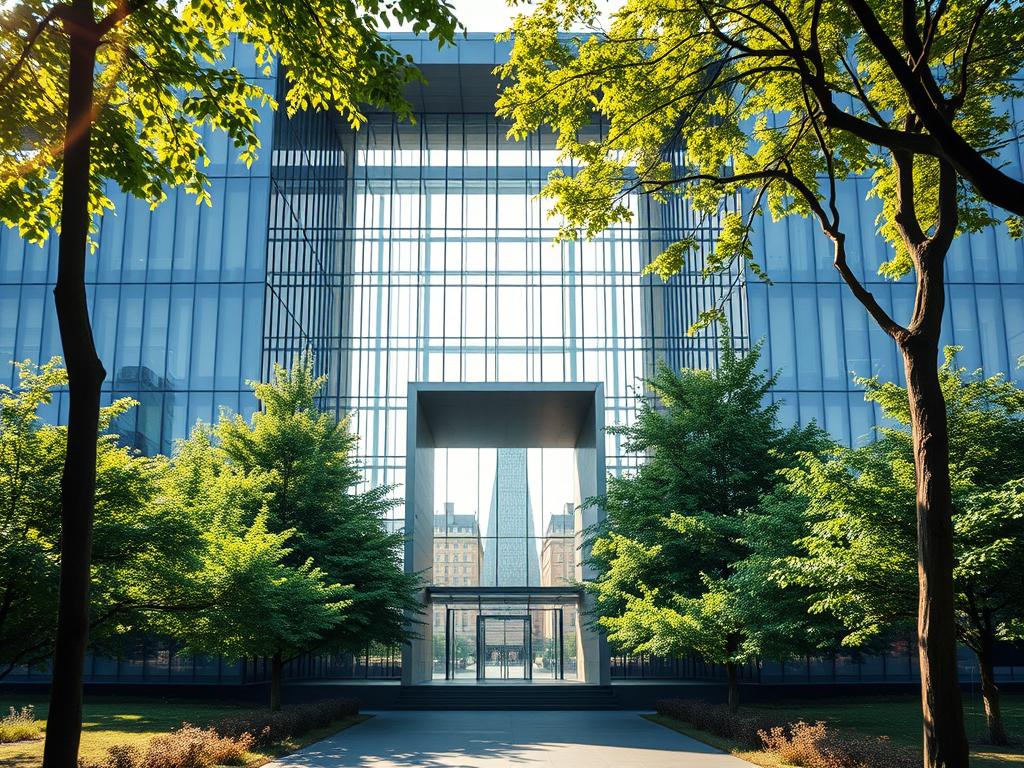 A modern, glass-and-steel building stands prominently in the heart of Berlin, its sleek facade reflecting the vibrant city skyline. This is the Körperwelten Berlin Standort, a captivating exhibition that delves into the wonders of human anatomy. The entrance is framed by a grand, minimalist archway, inviting visitors to embark on a journey of scientific discovery. Lush, verdant trees line the perimeter, creating a serene, park-like atmosphere that contrasts with the contemporary architecture. Sunlight filters through the floor-to-ceiling windows, casting a warm, natural glow throughout the space. The overall scene exudes a sense of sophistication and intellectual curiosity, perfectly capturing the essence of this remarkable Körperwelten exhibition.