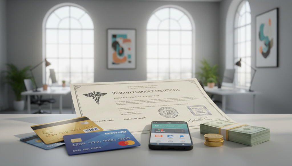 Zahlungsmethoden Gesundheitsbescheinigung